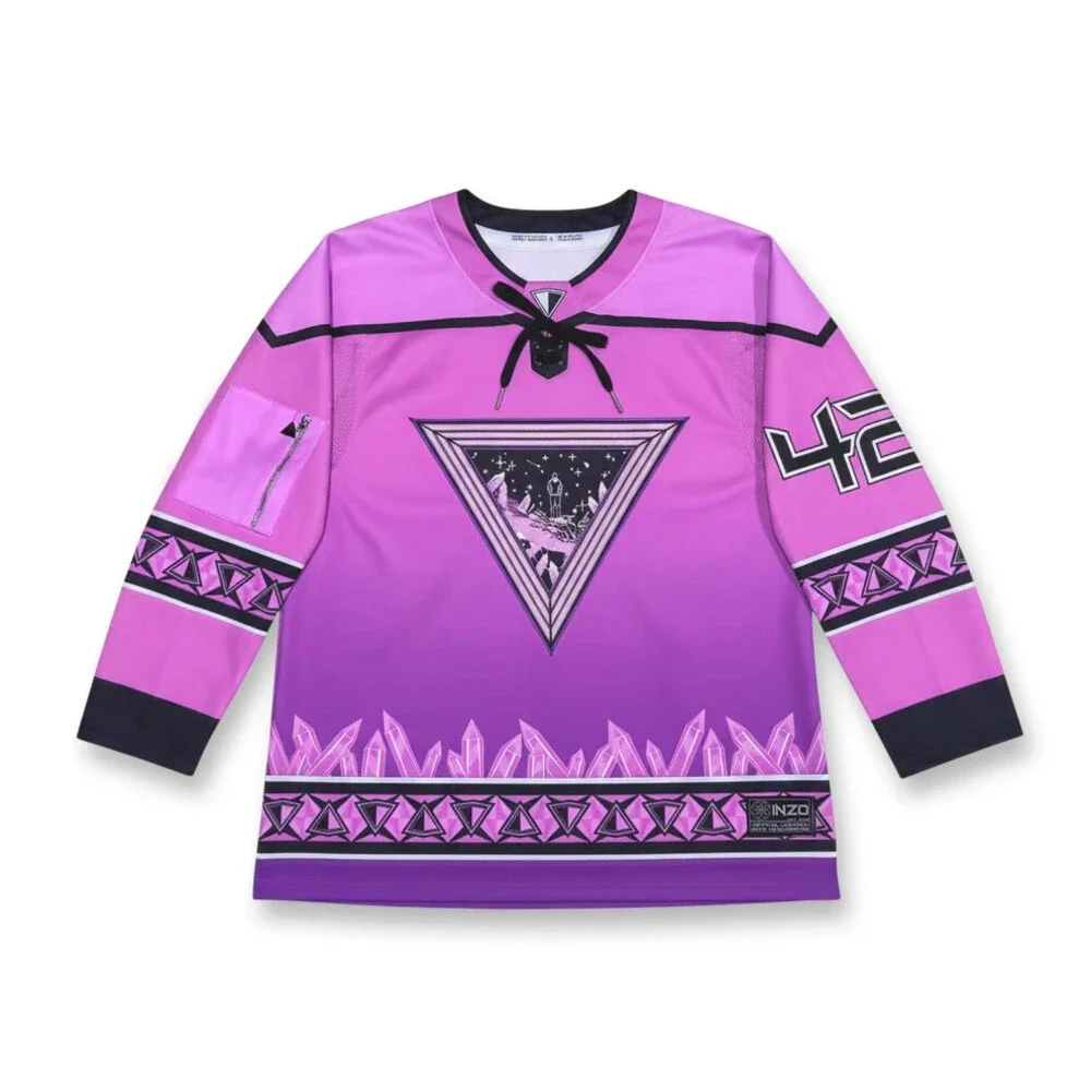 Inzo What Is Reality Hockey Jersey - Pink EDM RAVE Hockey Jersey Large L